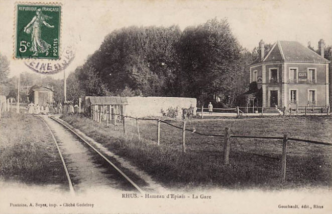 Vieille carte postale de la gare d'Épiais-Rhus